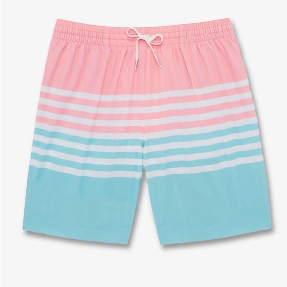 NWOT Chubbies Men’s Classic Swim Trunks in Blue/Pink White Stripe 7” inseam S - Picture 1 of 6
